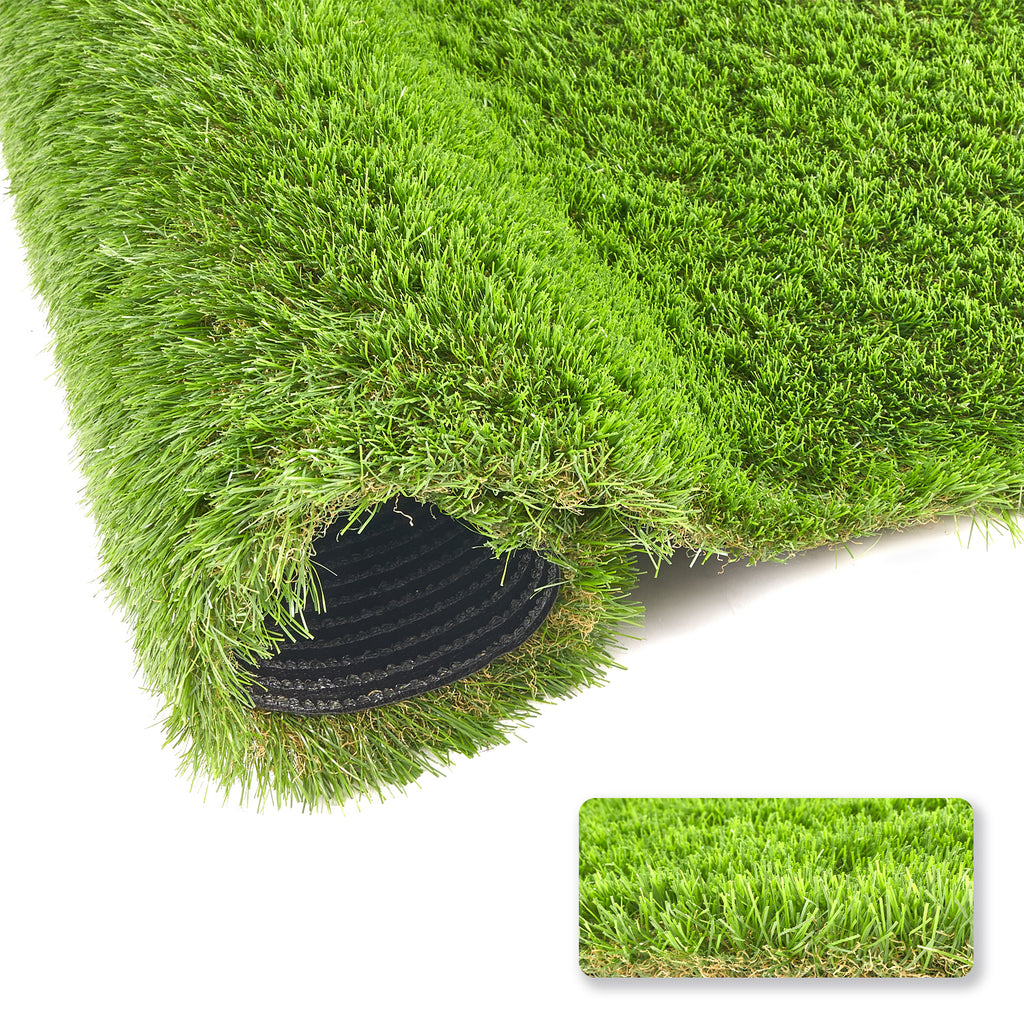 Grass Turf Outdoor Indoor, 7 Ft X 15 Ft Fake Grass, 1.38 Inch Outdoor Rug For Patio, Realistic Faux Grass Rug With Drain Holes