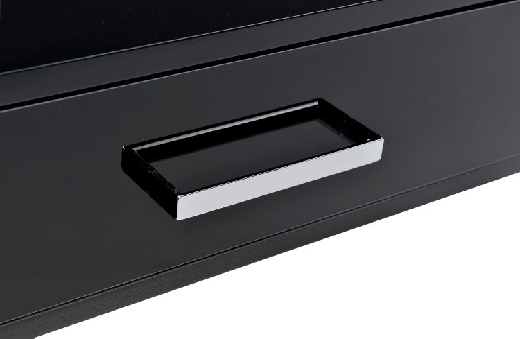 Black High Gloss And Chrome Writing Desk With Usb Port