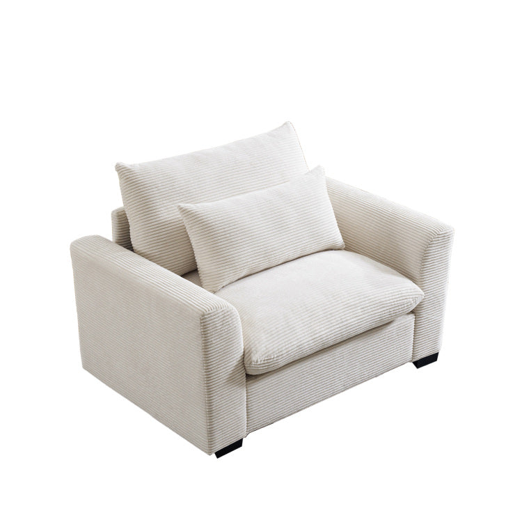 Beige Corduroy Deep Seat Single Sofa Accent Chair,Deep Seat Couch With Waist Pillow For Living Room Apartment Office