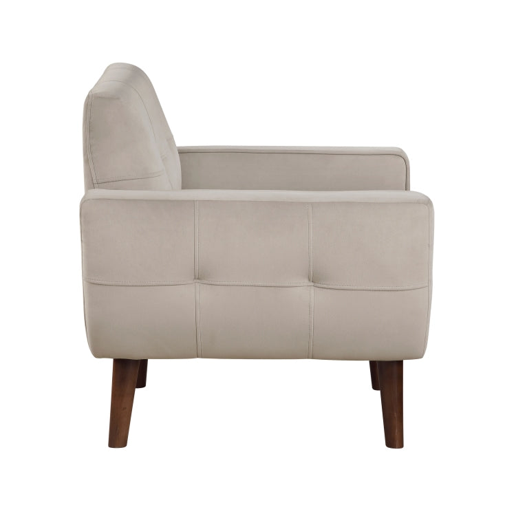 Brown Accent Chair Upholstered Velvet Cushion Seat Back Tufted Contemporary Living Room Furniture 1Pc