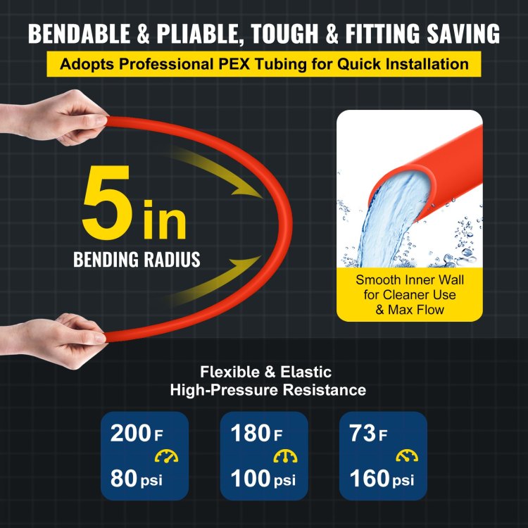Oxygen Barrier 1 2 Inch 300 Feet Tube Coil Evoh Pex B Pipe, For Residential Commercial Radiant Floor Heating, Red