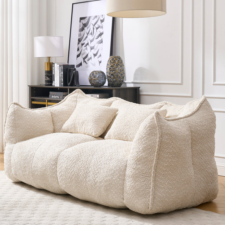 Soft Beanbag Chair With High Resilience Foam Core For Two People. The Comfortable Square Recliner Sofa Is Ideal For Family Members And Friends Engaged In Games, Reading, Watching Tv