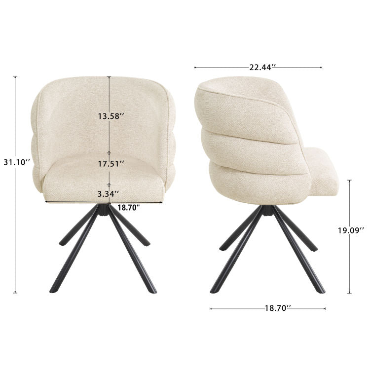 270 Swivel Home Office Desk Chairs Set Of 2,Modern Dining Chairs, Upholstered Bedroom Chairs With Metal Base,Makeup Chair For Vanity, For Living Room, Bedroom,Study Room,Dining Room Beige