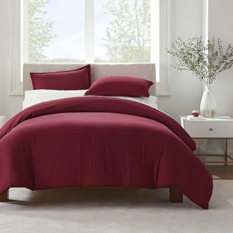 Serta Simply Clean Solid Duvet Cover Burgundy King
