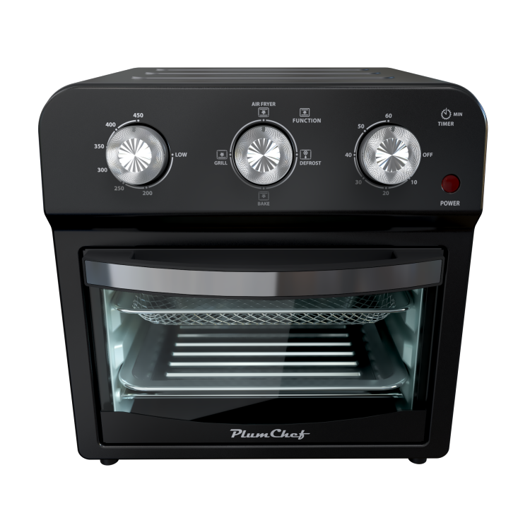 12.5 Quart Air Fryer Convection Toaster Oven, 1500W, 4 Cooking Modes, 7 In 1 Multifunction With Roast, Bake, Grill, Broil, Toast, Dehydrate, Defrost, Stainless Steel, Black