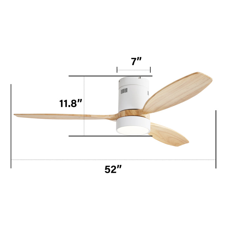 Same As W882P244711 52 Inch Flush Mount Dc 3 Solid Wood Fan Blade Noiseless Reversible Motor Remote Control With Light