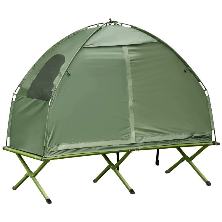 Outsunny Camping Tent Cot, Single Person Folding Cot Combo, Off Ground Tent, Covered Outdoor Bed With Carry Bag For Hiking, Camping
