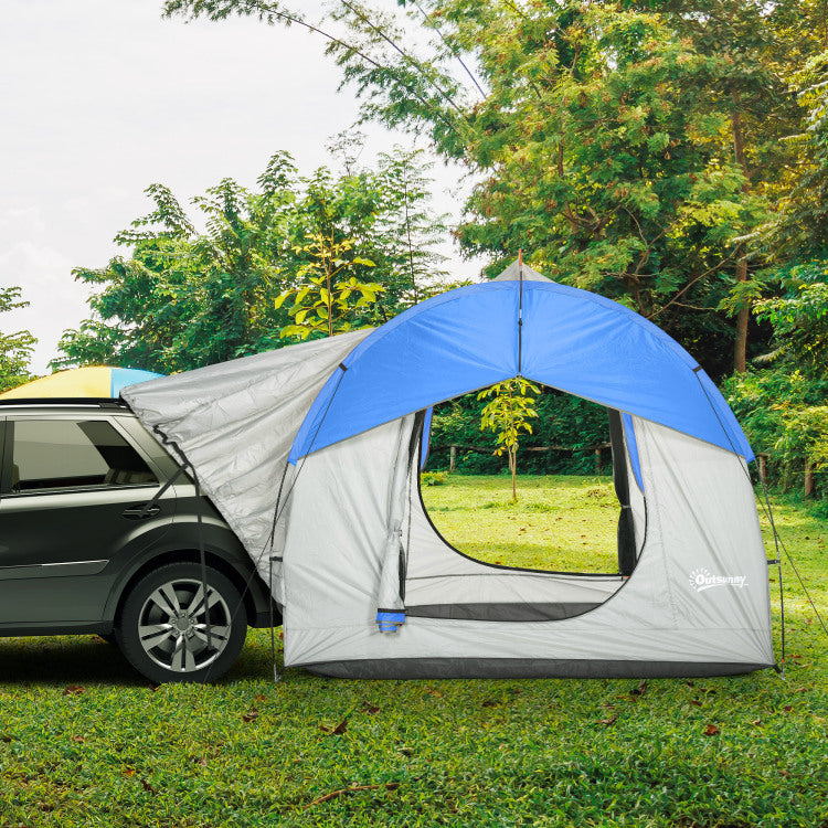 Outsunny Suv Tent, 2000Mm Waterproof Truck Tent With 3 Doors And Mesh Window, For 5 6 Person Camping Outdoor Travel, 7.5' L X 6.9' W X 6.9' H, Gray And Blue