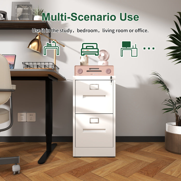 2 Drawer File Cabinet With Lock Metal Vertical File Cabinet Office Home, A4 Legal Letter Size Narrow File Cabinet Locked,Assembly Required
