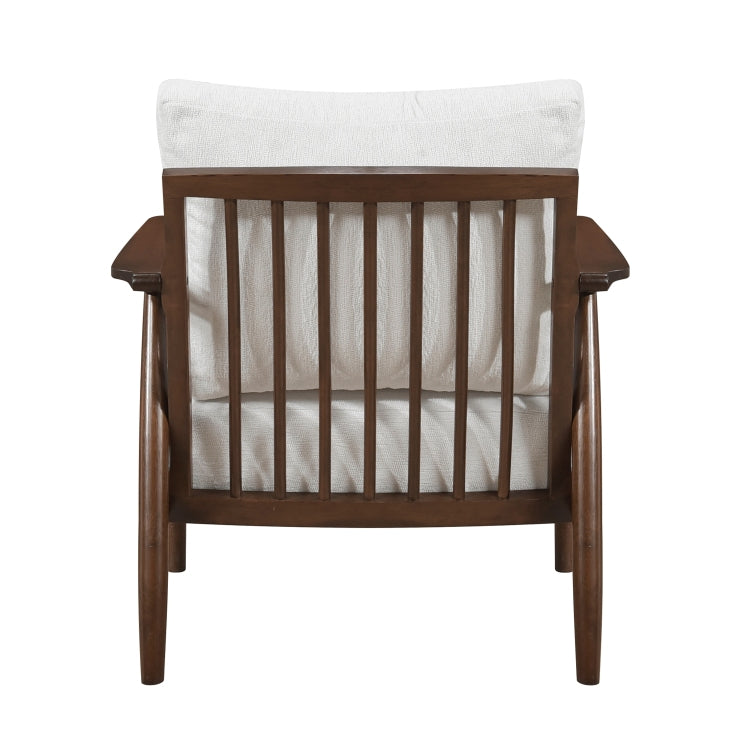 Modern Living Room 1Pc Beige Accent Chair Solid Wood Brown Finish Wooden Furniture