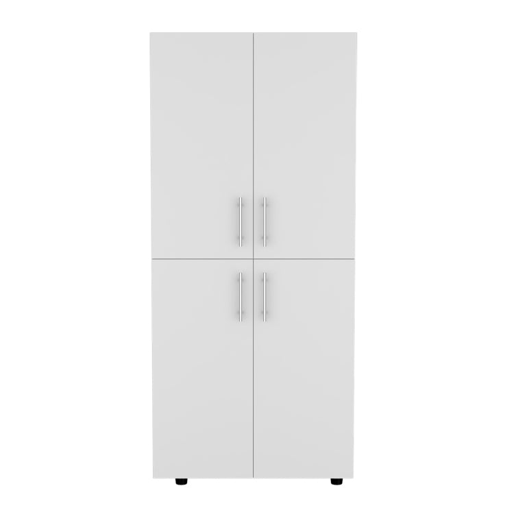 Hazel 70" High Four Door Armoire Wardrove Closet Cabinet, Six Shelves And Two Hanging Rods, Bedroom Clothes Storage Cabinet Organizer White