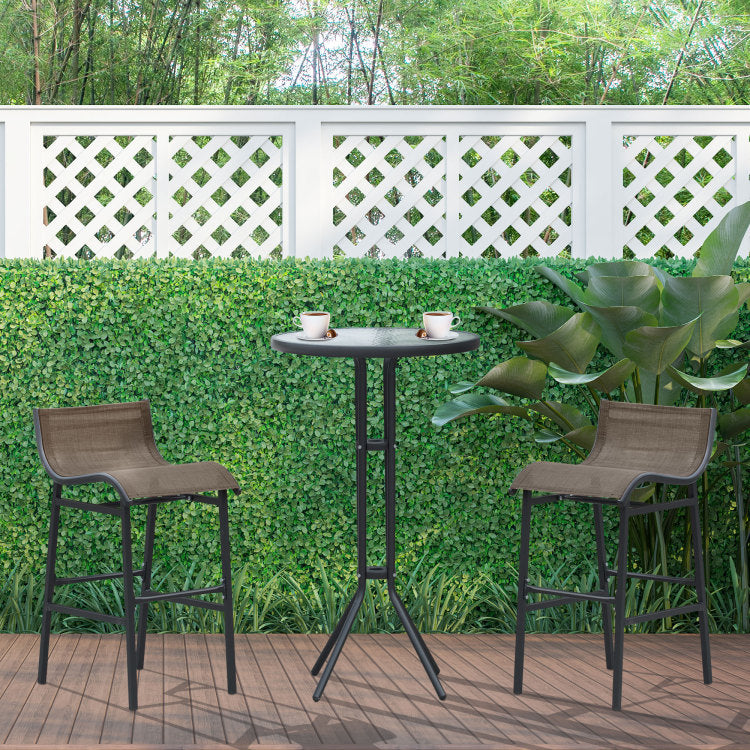 Outsunny 3 Piece Bar Height Outdoor Bistro Set For 2, Round Patio Pub Table 2 Bar Chairs With Comfortable Design & Strong Build, Tan