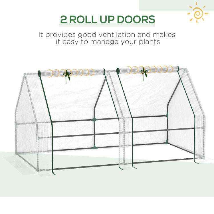 Outsunny 6' X 3' X 3' Portable Mini Greenhouse Outdoor Garden With Large Zipper Doors And Water Uv Pe Cover, White