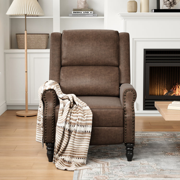 Faux Leather Pushback Recliner Chair For Living Room Bedroom Rv