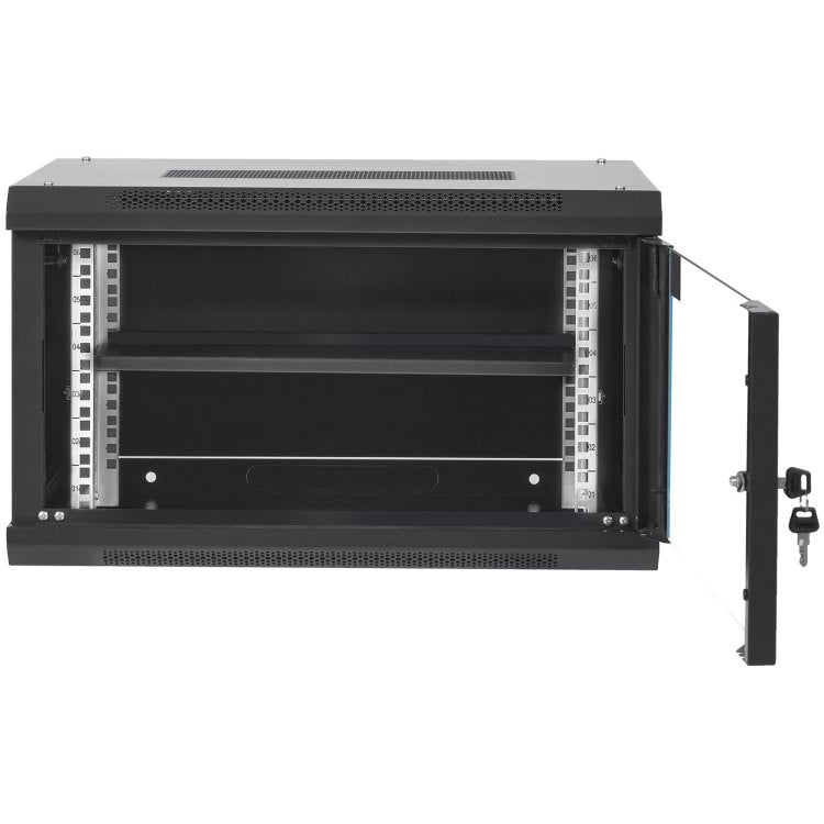 6U Wall Mount Network Server Cabinet, 15.5'' Deep, Server Rack Cabinet Enclosure, 200 Lbs Max. Ground Mounted Load Capacity, With Locking Glass Door Side Panels, For It Equipment, A V Devices