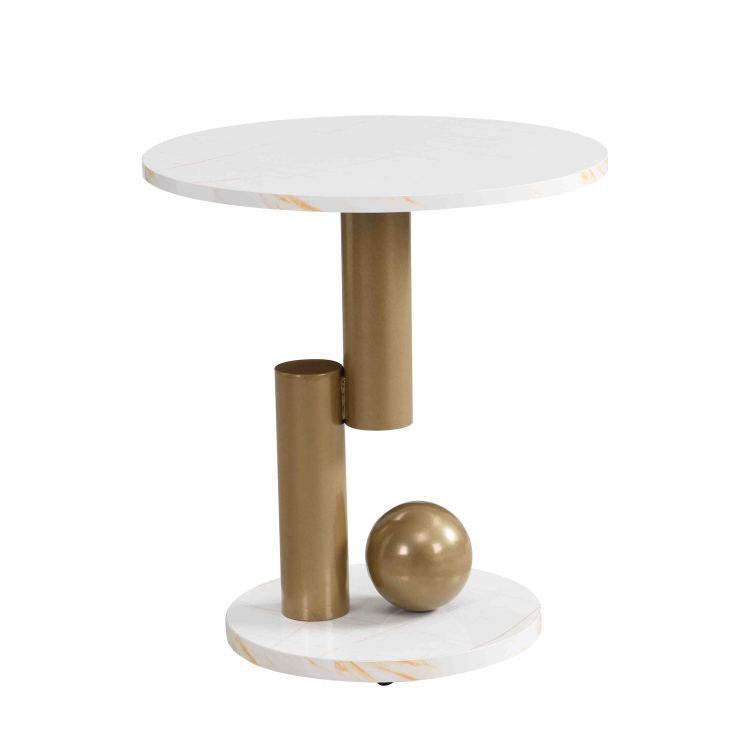 Modern Nesting Golden Coffee Table Set Of 2 End Table For Living Room, Oval And Round Table Set