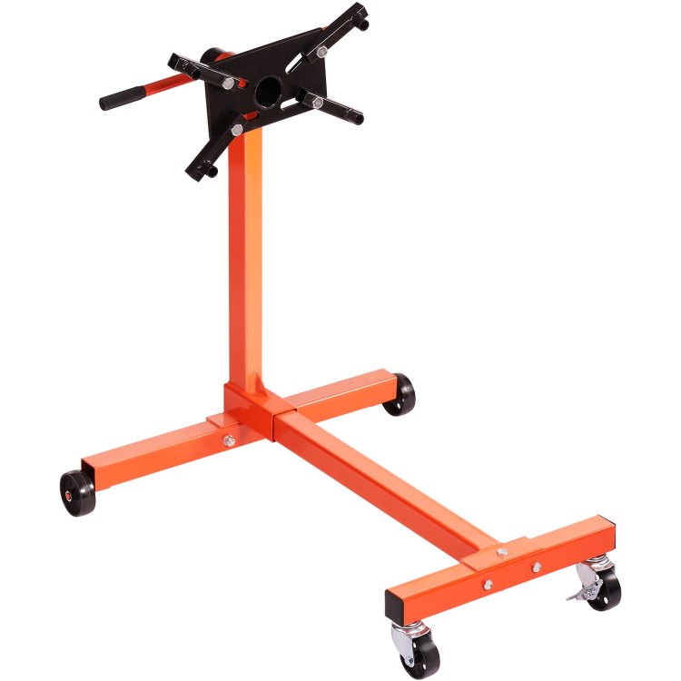 Engine Stand, 750 Lbs 3 8 Ton Rotating Engine Motor Stand With 360 Degree Adjustable Head, Cast Iron Motor Hoist Dolly, 4 Caster, 4 Adjustable Arms, For Vehicle Maintenance, Auto Repair