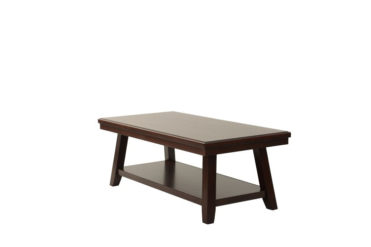 Bold Simple Walnut Finish 1Pc Coffee Table Under Table Shelf Storage Living Room Rubberwood Veneer