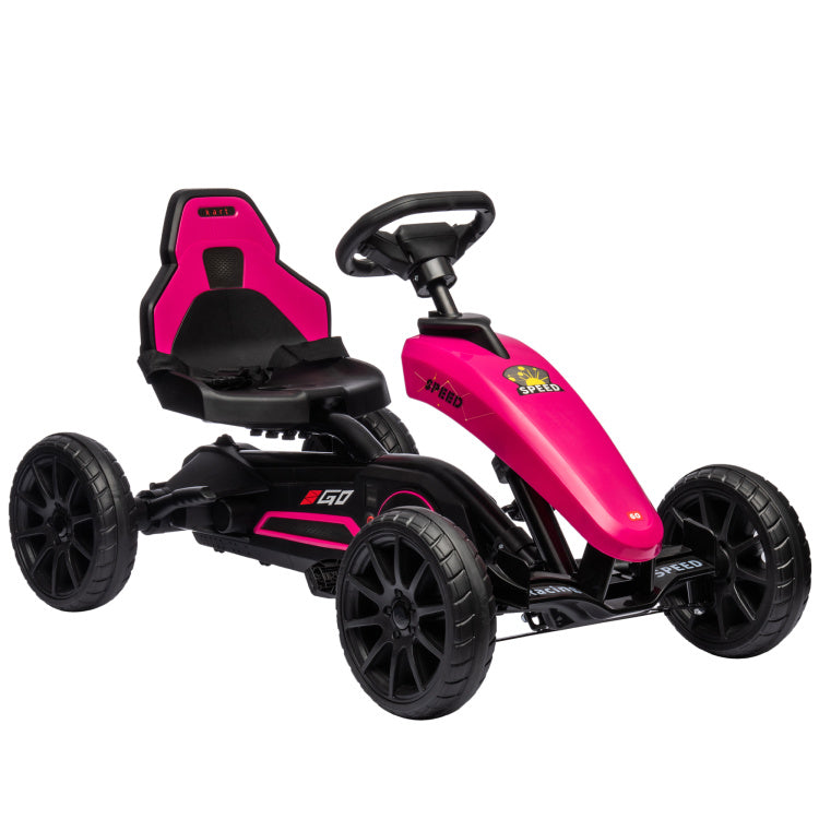 Aosom Kids Pedal Go Kart, Outdoor Ride On Toys With Swing Axle, Adjustable Seat, Handbrake, 4 Shock Absorbing Wheels, Gift For Boys And Girls Aged 3 8 Years Old, Pink