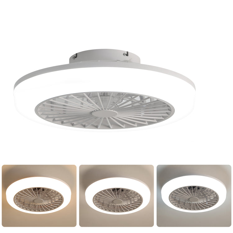 18 Inch Enclosed And Remote, Flush Mount Bladeless Modern Low Profile For Bedroom Kitchen Dining Room