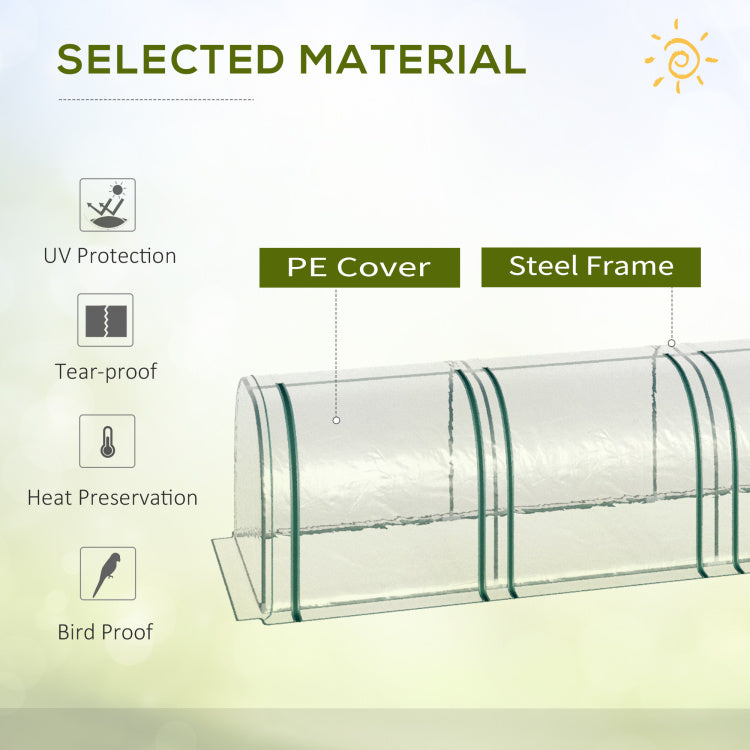 Outsunny 10' X 3' X 2.5' Mini Greenhouse, Portable Tunnel Green House With Roll Up Zippered Doors, Uv Waterproof Cover, Steel Frame, Clear