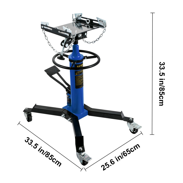 Transmission Jack, 33" 67" High Lift, 1100 Lbs Hydraulic Telescoping Transmission Jack, 2 Stage Floor Jack Stand 1 2 Ton Capacity With Foot Pedal, 360 Swivel Wheel, Garage Shop Lift Hoist