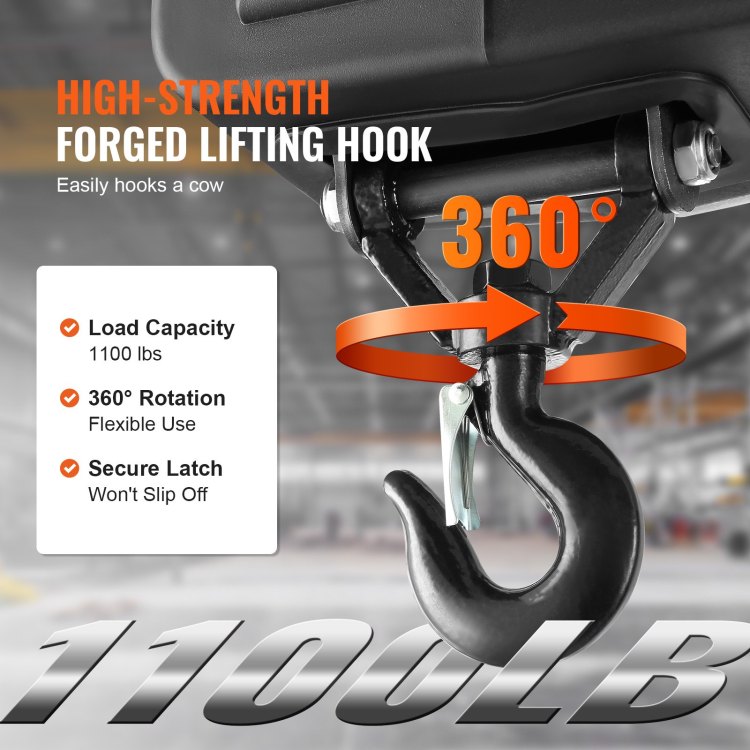 3 In 1 Electric Hoist Winch, 1100Lbs 1500W Portable Power Winch Crane, 110V 120V 22.9 Ft Lifting Height, 13 Ft Min With Manual, Wired And Wireless Remote Control, Overload Protection