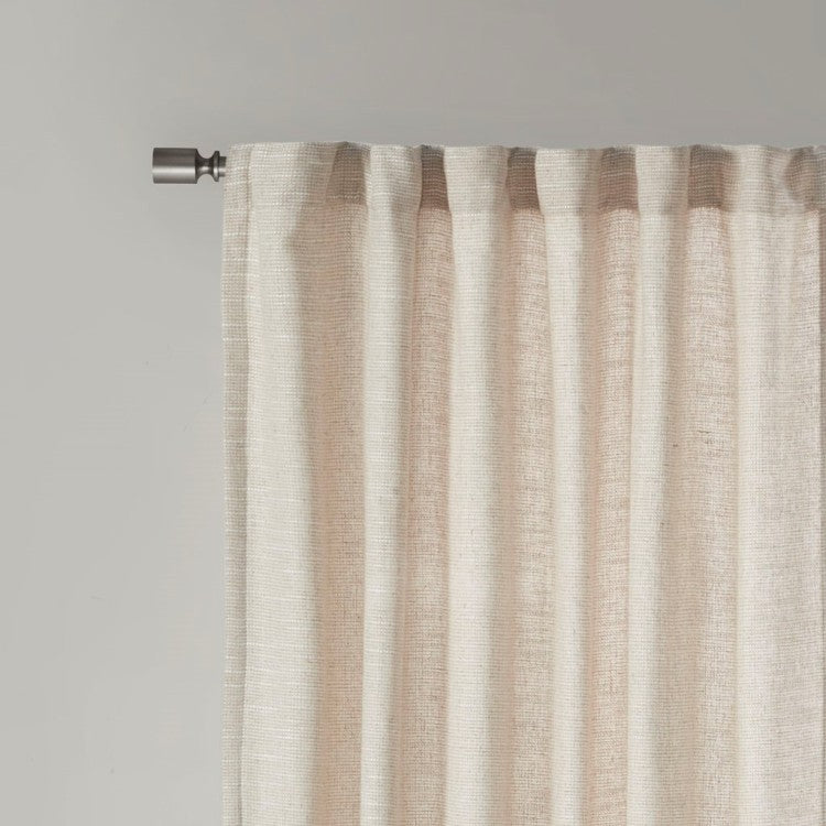 Faux Linen Rod Pocket And Back Tab Fleece Lined Curtain Panel Only 1 Pc Panel