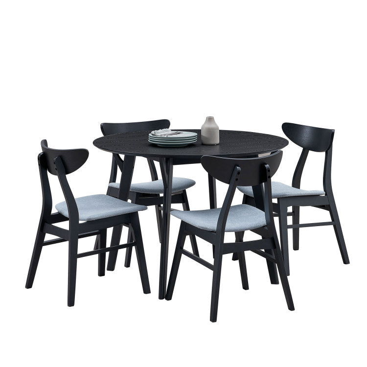 42.01 Inch Saving Place Table,Wooden Dining Table For 4 Persons,Modern Design Round Kitchen Table For Living Room,Apartment,Restaurant,Black