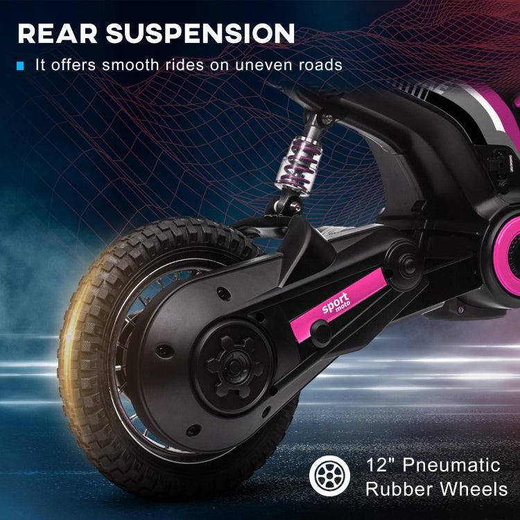Aosom Electric Dirt Bike With Twist Grip Throttle, 24V 350W Off Road Electric Motorcycle, Up To 15 Mph With Brake, Music Horn, Rear Suspension For Ages 13 Years, Pink