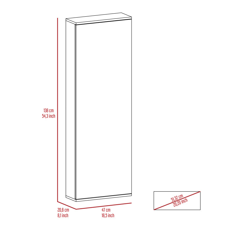 Connecticut Wall Mounted Shoe Rack, Mirror, Five Shelves, Ten Shoes Capacity