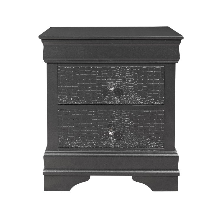 Shaker Crocodile Metallic Grey Nightstand