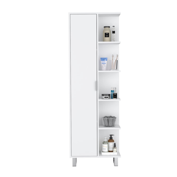 Keller Linen Cabinet 63" H, With 1 Door And 9 Shelves, White