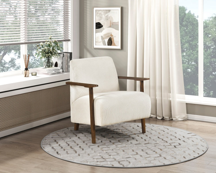 Modern Design 1Pc Accent Chair Beige Corduroy Seat Cushions Solid Wood Living Room Furniture
