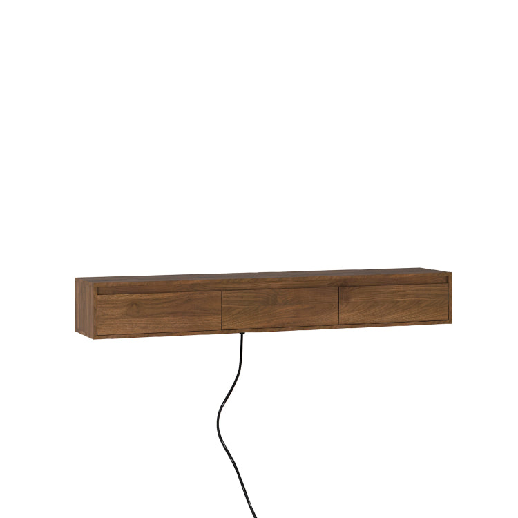 Floating Tv Stand, Wall Mounted Tv Shelf With Led Lights & Power Outlet,Cabinet For Wood Tv Stands For Living Room