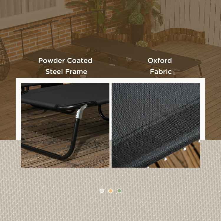 Outsunny Folding Chaise Lounge Pool Chairs, Outdoor Sun Tanning Chairs With Canopy Shade, Reclining Back, Steel Frame And Side Pocket For Beach, Yard, Patio, Black