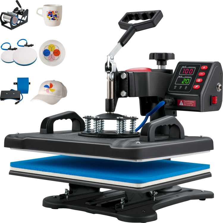 Heat Press, 5 In 1 Heat Press Machine Machine 12X15, Clamshell Sublimation Transfer Printer Fast Heat Up, Digital Precise Temperature Control, Vinyl Heat Press For T Shirt Plate Mug Cup, 900W