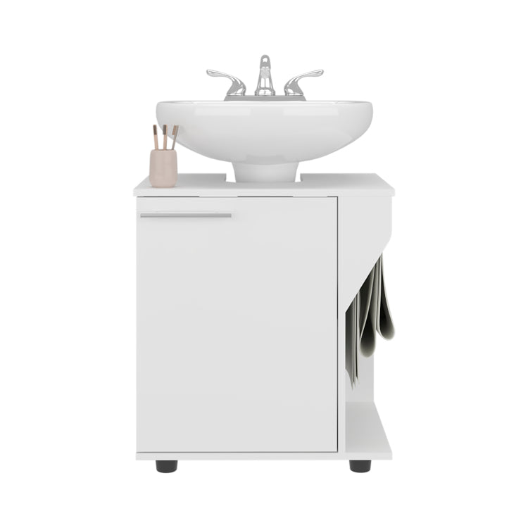 Phillips Under Sink Cabinet, Double Door Storage With Open Back For Pipes, Wide Unit, Freestanding Cabinet, White