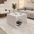 White Side Table In Melamine With Open Storage