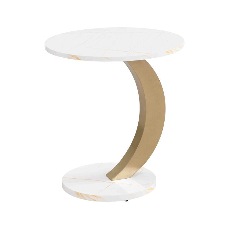 Modern Nesting Coffee Table Set Of 2 End Table For Living Room, Oval And Round Table Set, Golden