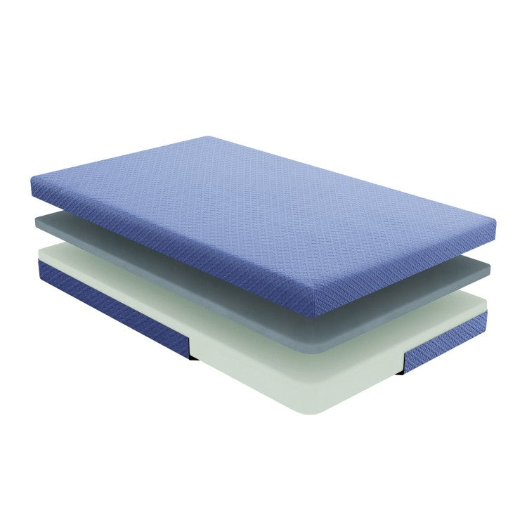 7Inch Full Mattress And Pillow Set Fabric Gel Infused Memory Foam Mattress, Blue, Mattress In A Box