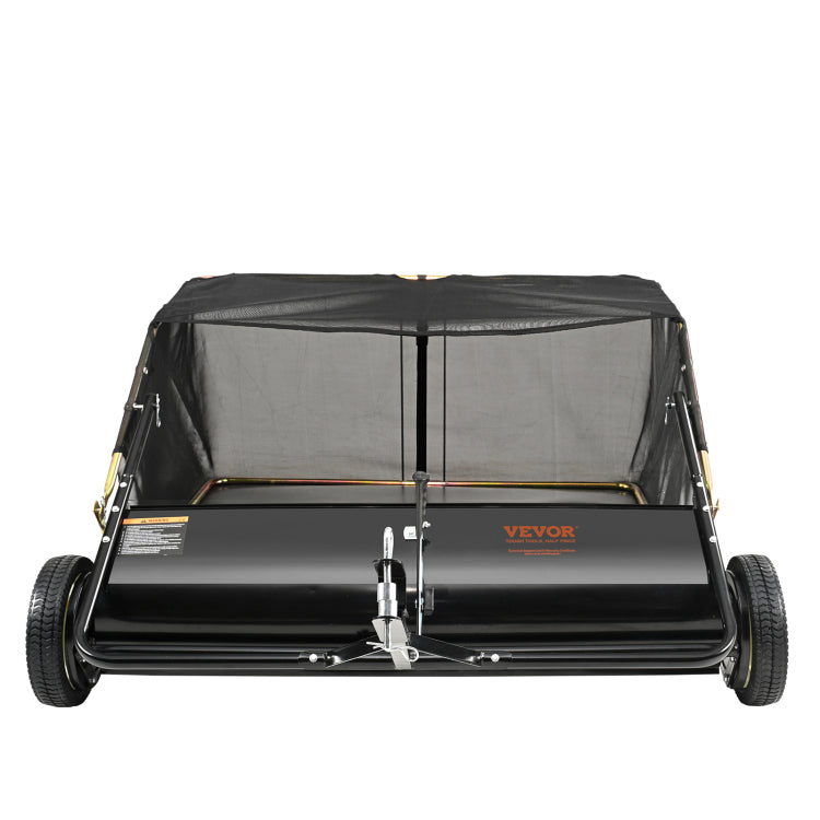 50" Tow Behind Lawn Sweeper 26 Cu. Ft. Leaf & Grass Collector Adjustable Height