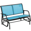 Outsunny 2 Person Outdoor Glider Bench, Patio Double Swing Rocking Chair Loveseat W Powder Coated Steel Frame For Backyard Garden Porch, Blue