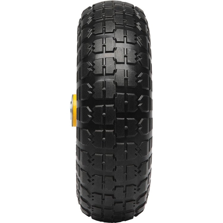 Solid Pu Run Flat Tire Wheel, 10", 2 Pack, 400 Lbs Dynamic Load, 450 Lbs Static Load, Flat Free Tubeless Tires And Wheels For Hand Truck, Utility Cart, Dollies, Garden Trailers, Various Carts