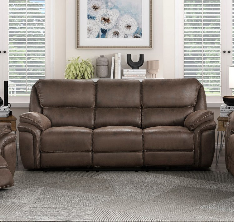 Plush Modern Design Living Room Power Reclining Sofa Brown Microfiber Upholstery Usb Port Solid Wood Frame Furniture 1Pc