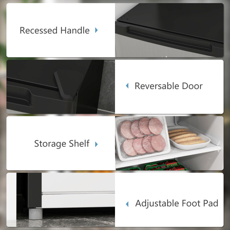 Homcom Upright Freezer, 3.0 Cubic Feet Compact Mini Freezer With Reversible Single Door And Adjustable Thermostat, Small Freezer For Home, Dorm, Apartment, Home Office, Silver