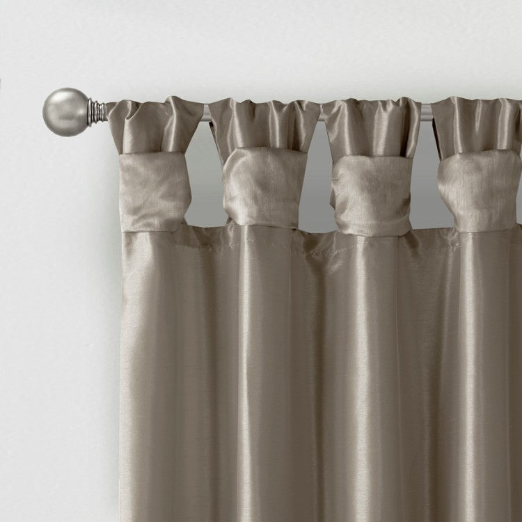 Twist Tab Lined Window Curtain Panel Pewter 50X108"