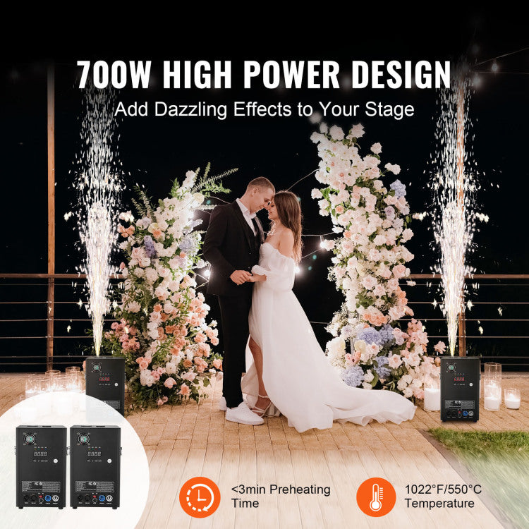 Cold Spark Firework Machinex2 700W 6.6 16.4Ft Stage Dj Wedding Event Party