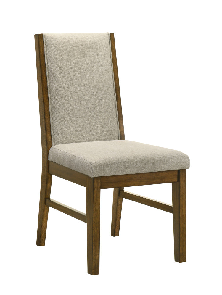 2Pc Tailored Chairs Tufted Upholstered Soft Neutral Fabric Luxurious Comfort Modern Wooden Dining Room Furniture