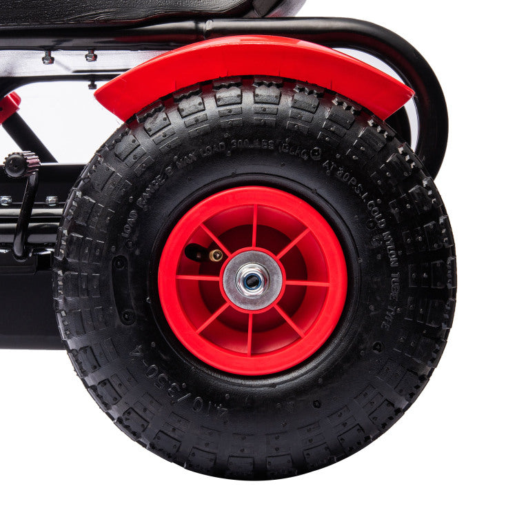 Aosom Kids Pedal Go Kart, Outdoor Ride On Toys With Adjustable Seat, Sharp Handling, Handbrake, 4 Non Slip Rubber Wheels For Boys & Girls Aged 5 12 Years Old, Red